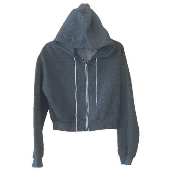 Forever 21 Tops - forever 21 Gray Cropped Hoodie zip up sweatshirt with drawstring